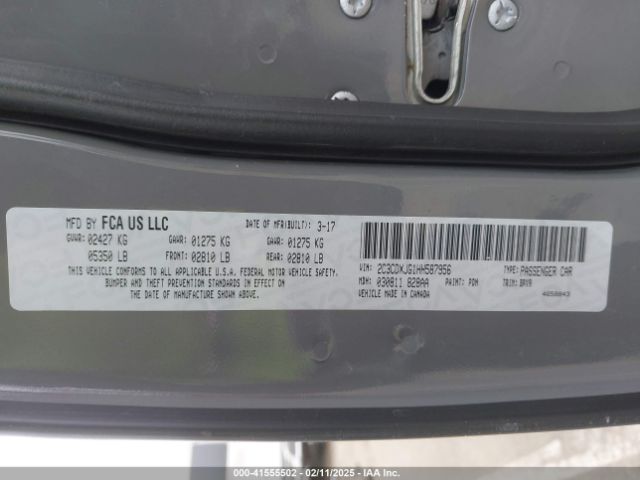 2C3CDXJG1HH587956 Dodge Charger Sxt Awd