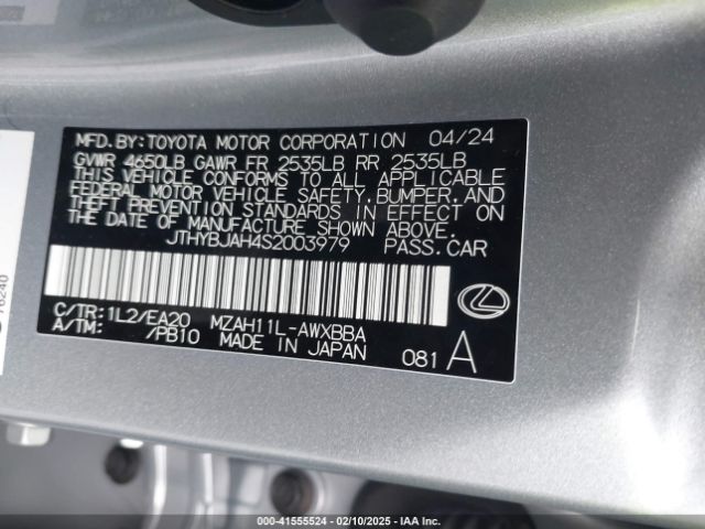 JTHYBJAH4S2003979 Lexus Ux 300h