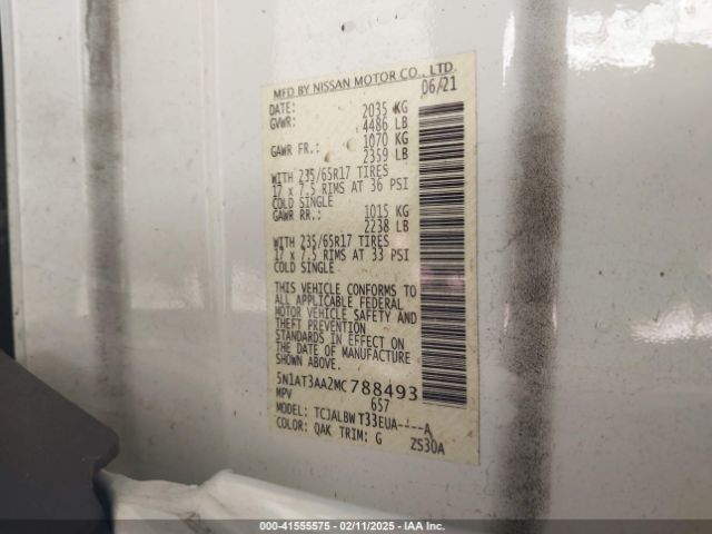 5N1AT3AA2MC788493 Nissan Rogue S Fwd