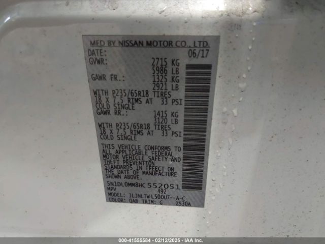 5N1DL0MM8HC552051 Infiniti QX60