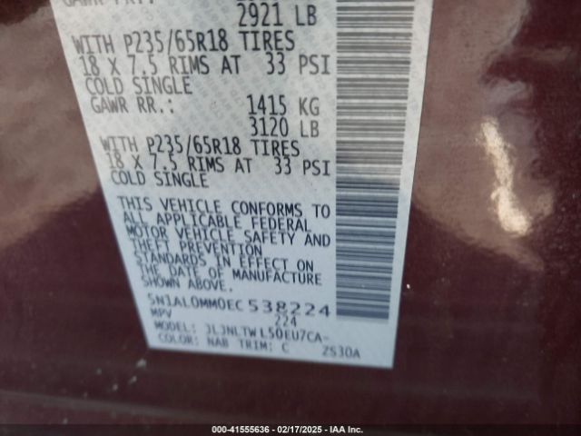 5N1AL0MM0EC538224 Infiniti QX60