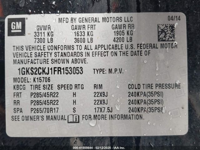 1GKS2CKJ1FR153053 GMC YUKON DENALI
