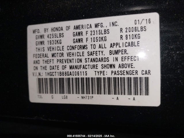 Honda Accord Ex-l 2016 1HGCT1B88GA006115 Image 9