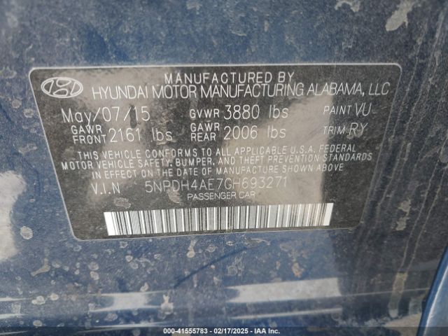 5NPDH4AE7GH693271 Hyundai Elantra Value Edition