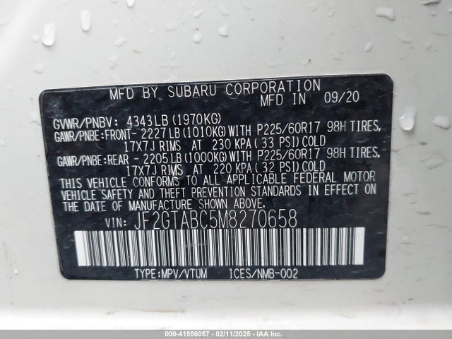 Subaru Crosstrek 2021 JF2GTABC5M8270658 Image 9