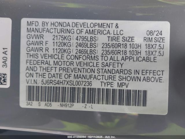 5J6RS4H7XSL007236 Honda Cr-v Ex-l Awd