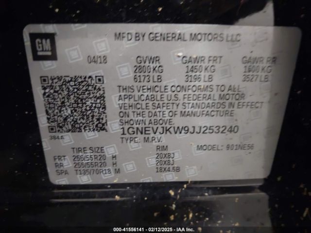 1GNEVJKW9JJ253240 Chevrolet Traverse Premier