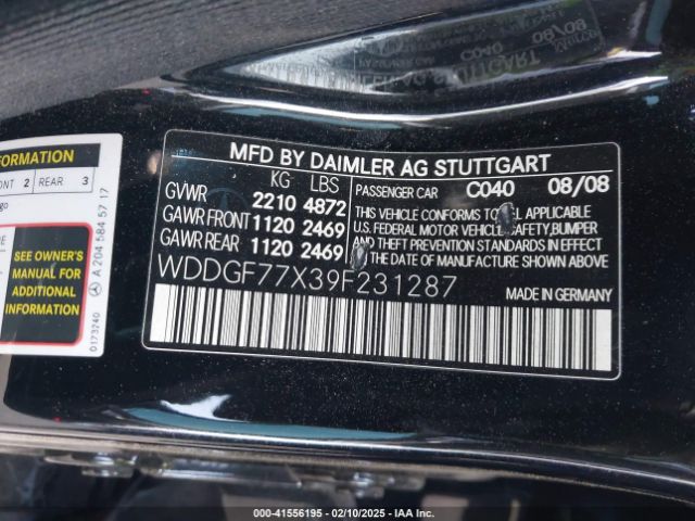 2009 MERCEDES-BENZ C 63 AMG WDDGF77X39F231287 Photo 8