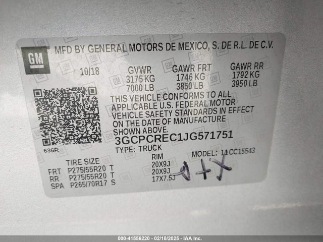 3GCPCREC1JG571751 Chevrolet Silverado 1500 1lt