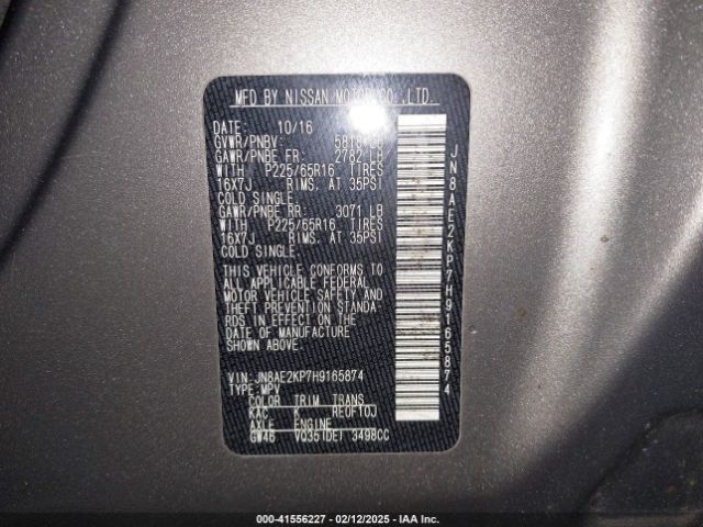 JN8AE2KP7H9165874 Nissan Quest Sv