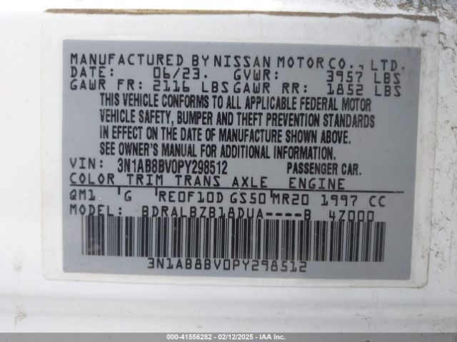 3N1AB8BV0PY298512 Nissan Sentra S Xtronic Cvt
