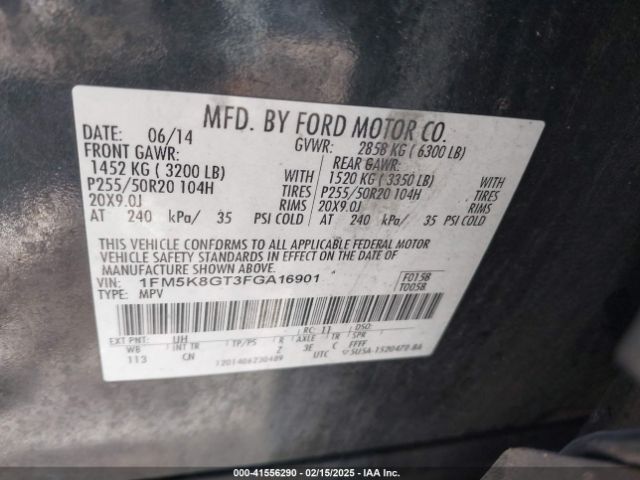 1FM5K8GT3FGA16901 Ford EXPLORER SPORT