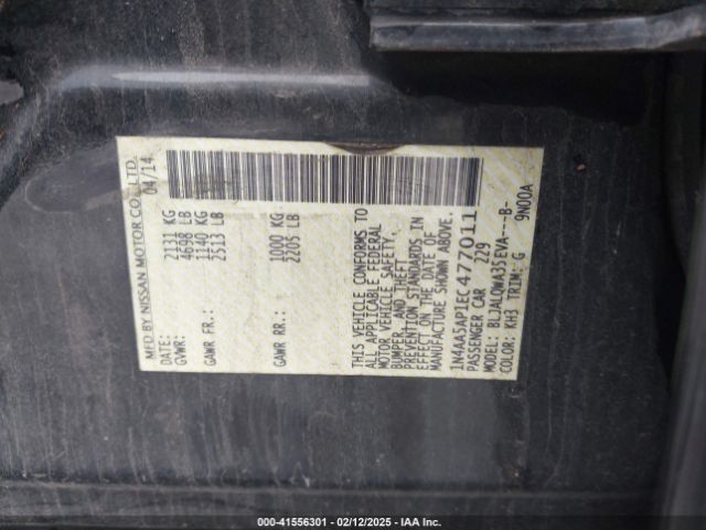1N4AA5AP1EC477011 Nissan Maxima 3.5 S/3.5 Sv
