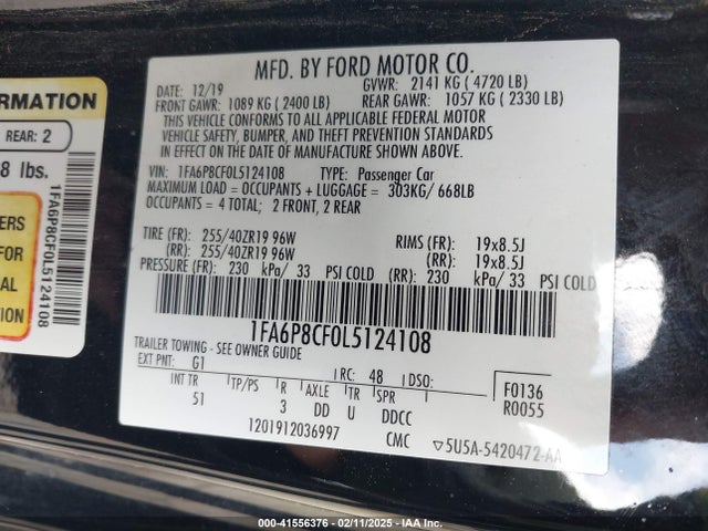 Ford Mustang Gt Premium Fastback 2020 1FA6P8CF0L5124108 Image 9