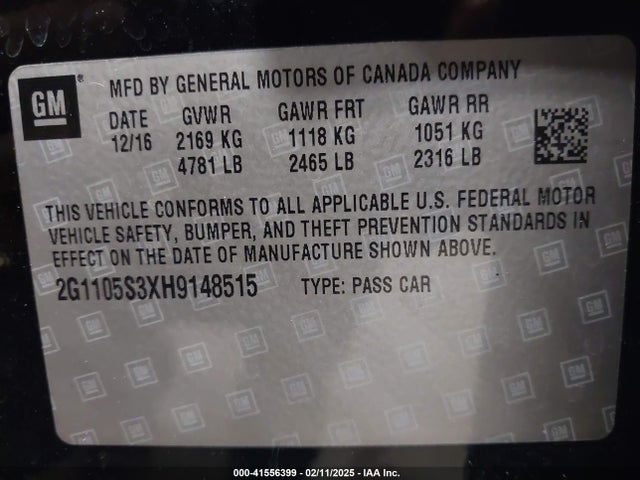 2G1105S3XH9148515 Chevrolet IMPALA 1LT
