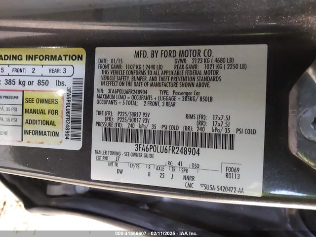 3FA6P0LU6FR248904 Ford Fusion Hybrid Se