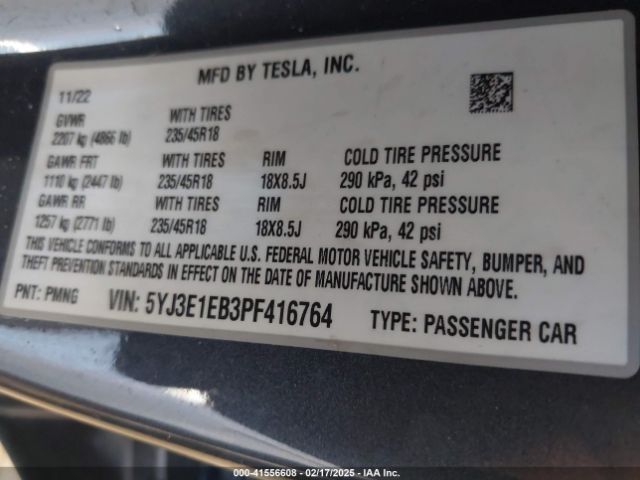 2023 TESLA MODEL 3 5YJ3E1EB3PF416764 Photo 8