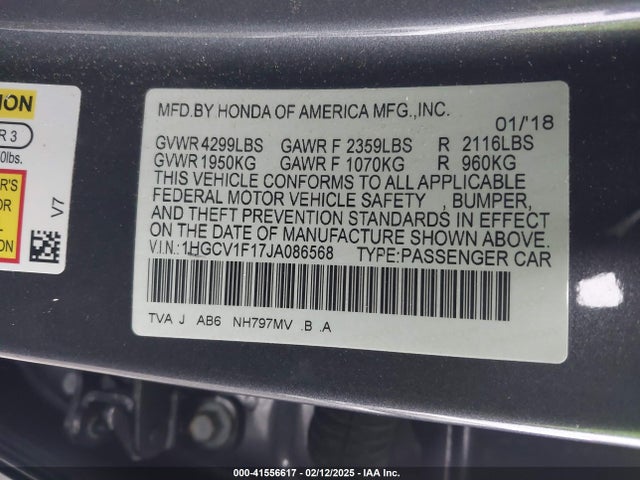 1HGCV1F17JA086568 Honda ACCORD LX