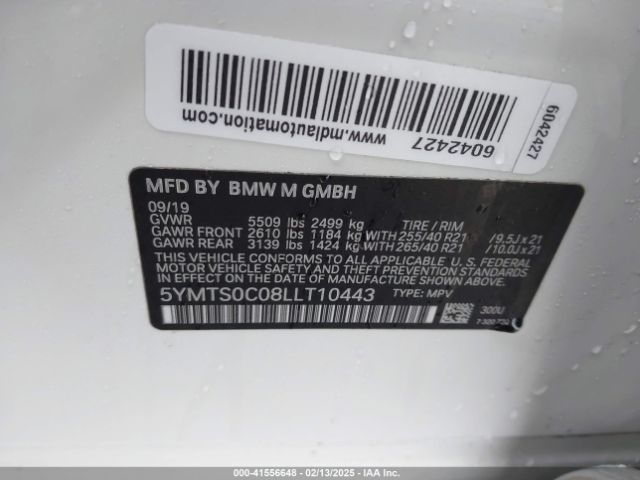 2020 BMW X3 M 5YMTS0C08LLT10443 Photo 8