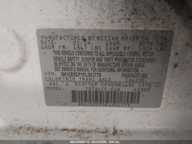 3N1CE2CP1FL351775 Nissan Versa Note S (sr)