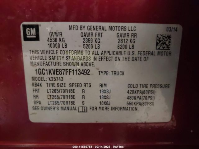 1GC1KVE87FF113492 Chevrolet Silverado 2500hd Lt