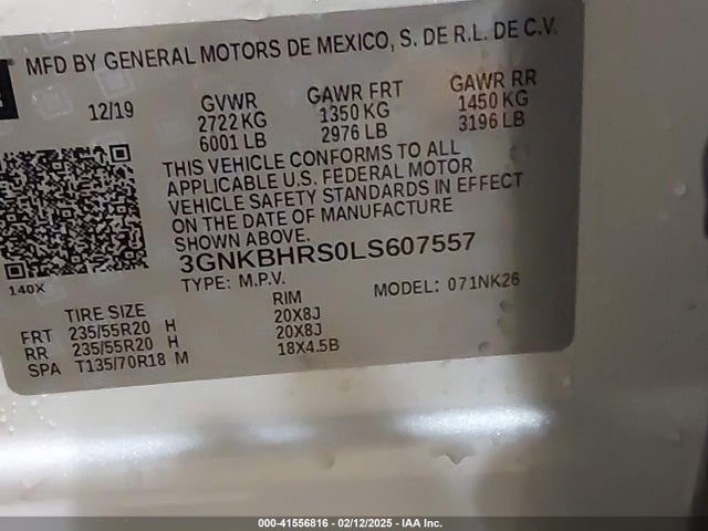 3GNKBHRS0LS607557 Chevrolet Blazer Awd 2lt
