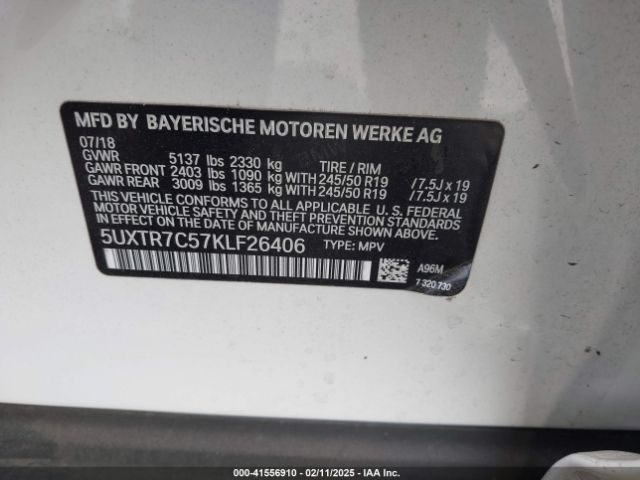 5UXTR7C57KLF26406 BMW X3 Sdrive30i