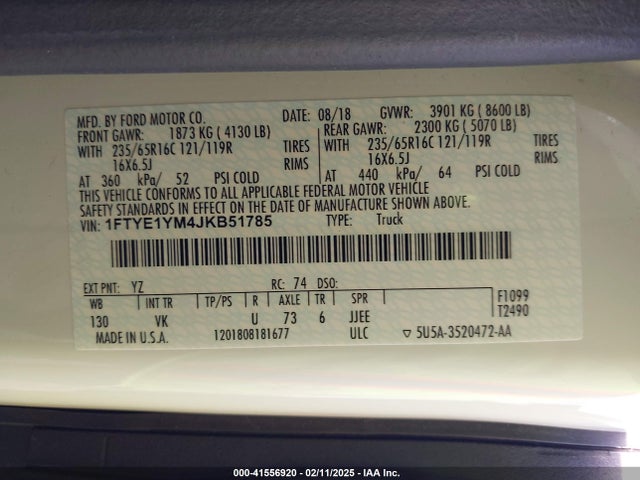 1FTYE1YM4JKB51785 Ford Transit-150