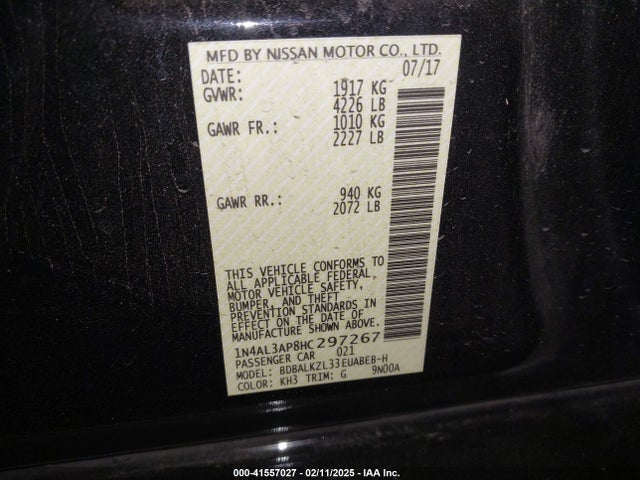 1N4AL3AP8HC297267 Nissan Altima 2.5 Sv