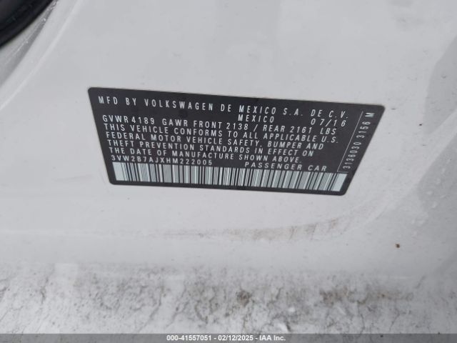 3VW2B7AJXHM222005 Volkswagen Jetta 1.4t S