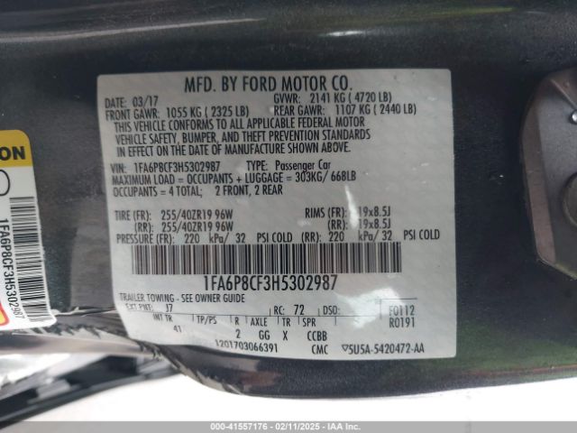 1FA6P8CF3H5302987 Ford Mustang Gt Premium