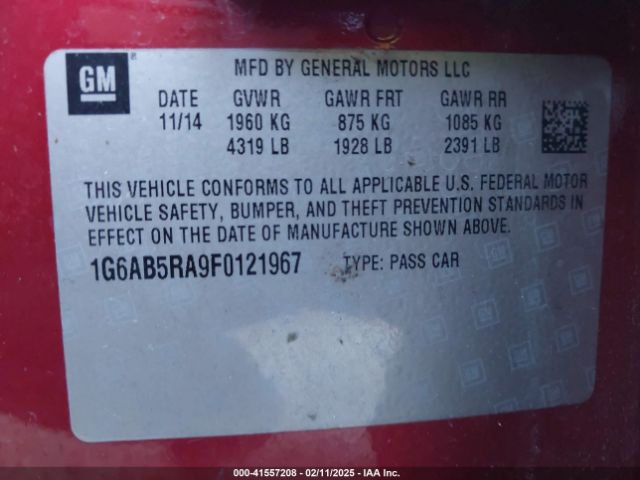 1G6AB5RA9F0121967 Cadillac ATS LUXURY