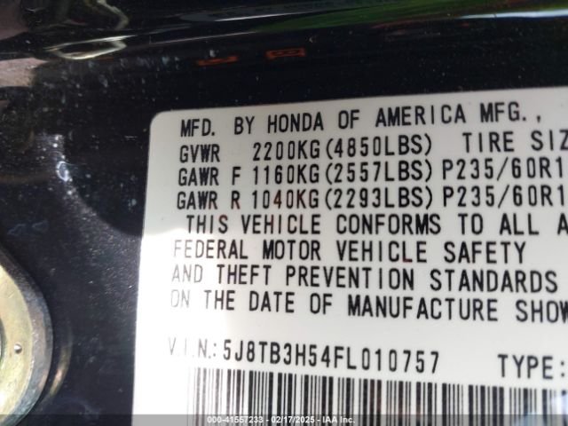 5J8TB3H54FL010757 Acura RDX