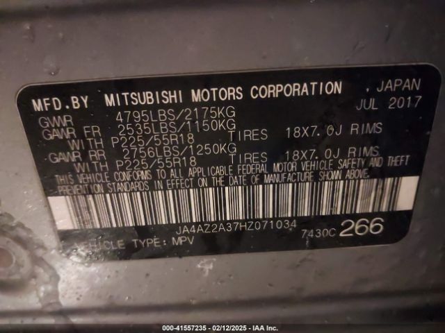 2017 MITSUBISHI OUTLANDER JA4AZ2A37HZ071034 Photo 8