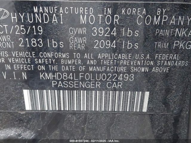 KMHD84LF0LU022493 Hyundai ELANTRA SEL