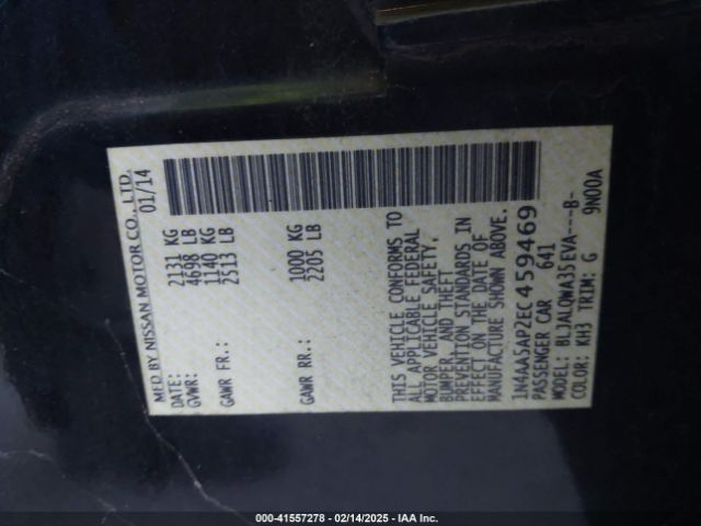 1N4AA5AP2EC459469 Nissan Maxima 3.5 S/3.5 Sv