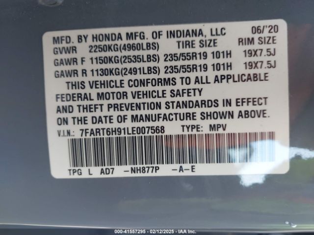 7FART6H91LE007568 Honda Cr-v Hybrid Touring