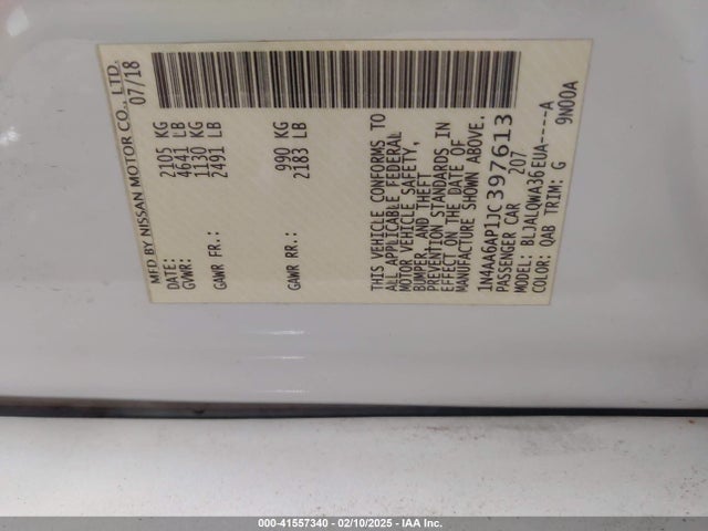 Nissan Maxima 3.5 S 2018 1N4AA6AP1JC397613 Image 9