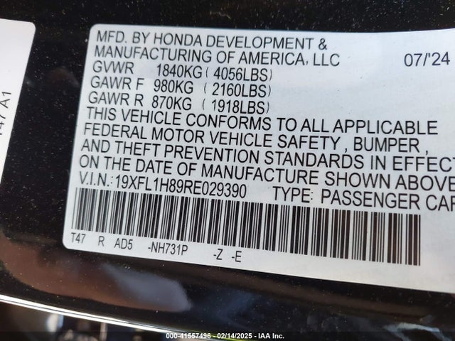 19XFL1H89RE029390 Honda Civic Sport Touring