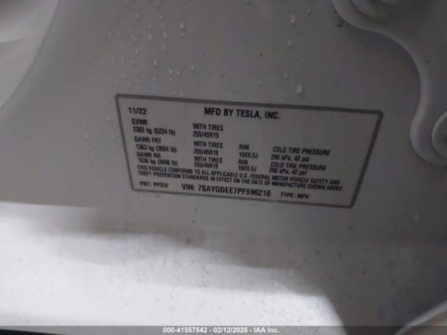 2023 TESLA MODEL Y 7SAYGDEE7PF596216 Photo 8