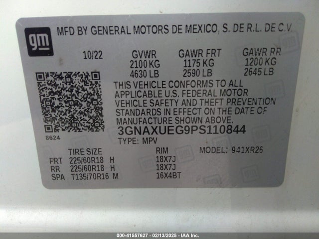 Chevrolet Equinox Awd Lt 2023 3GNAXUEG9PS110844 Image 9