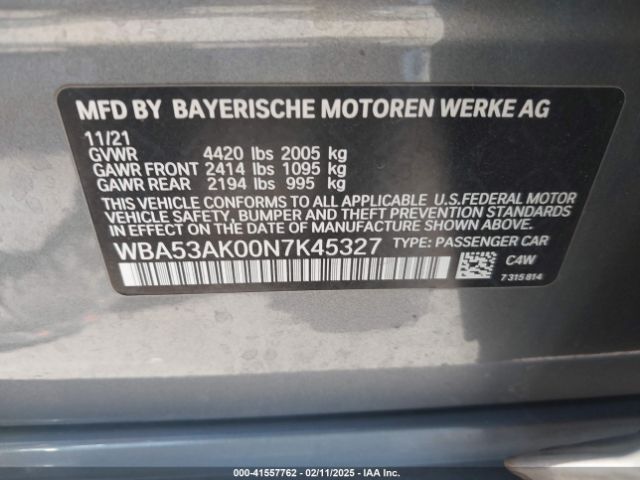 WBA53AK00N7K45327 BMW 228 Gran Coupe I Sdrive