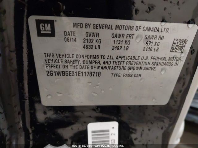 2G1WB5E31E1178718 Chevrolet Impala Limited Lt