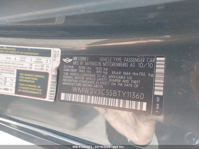 2011 MINI COOPER S WMWSV3C55BTY11360 Photo 8