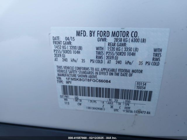 1FM5K8GT8FGC66084 Ford EXPLORER SPORT
