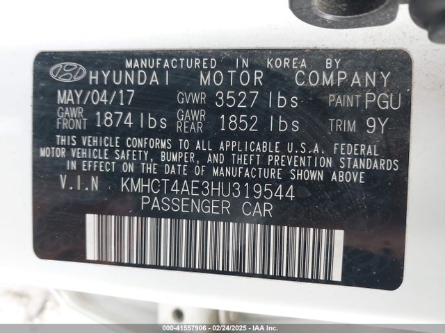 KMHCT4AE3HU319544 Hyundai ACCENT SE