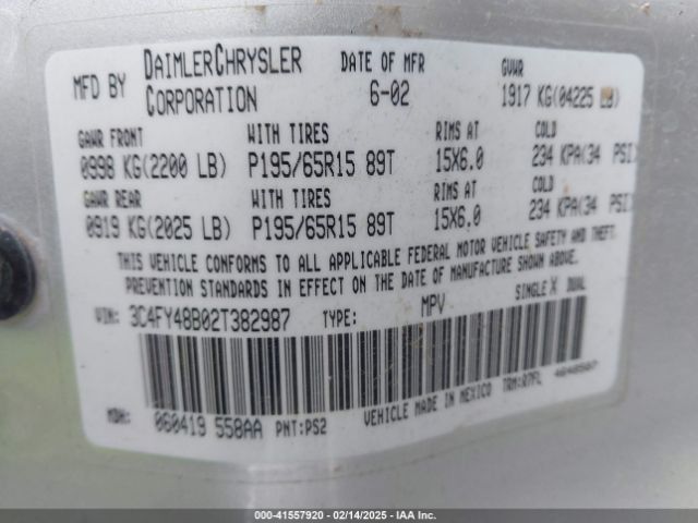 2002 CHRYSLER PT CRUISER 3C4FY48B02T382987 Photo 8