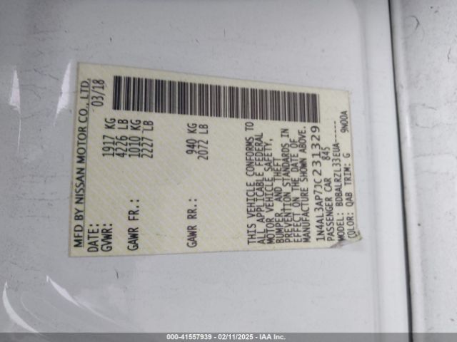 1N4AL3AP7JC231329 Nissan Altima 2.5 Sl