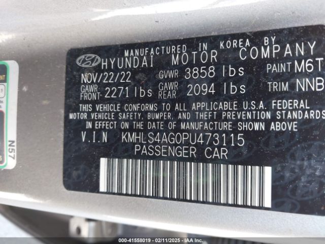 KMHLS4AG0PU473115 Hyundai ELANTRA SEL