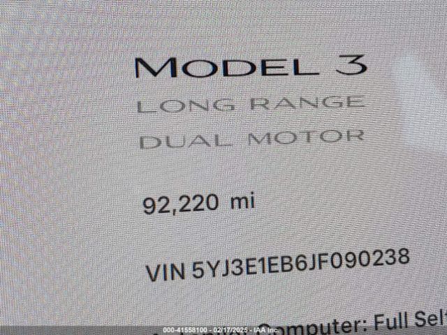 5YJ3E1EB6JF090238 Tesla Model 3 Long Range/performance